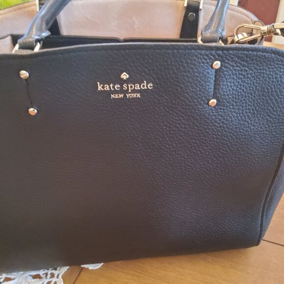 Kate Spade NY Black Pebble Leather Satchel with Crossbody Strap - Picture 2 of 10